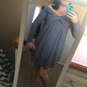 Off shoulder grey tunic dress